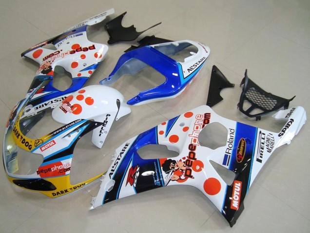 Erschwingliche Suzuki GSXR 1000 Motorrad Verkleidung 2000-2002 - Weiss Blau Rot Gelb Schwarz Dunkel Dog Motul Pepe Phone
