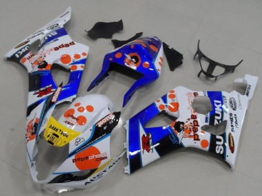 Erschwingliche Suzuki GSXR 1000 Motorrad Verkleidung 2003-2004 - Weiss Blau Rot Gelb Pepe Phone