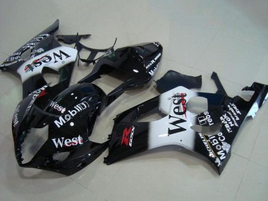 Erschwingliche Suzuki GSXR 1000 Motorrad Verkleidung 2003-2004 - Glanzendes Schwarz Weiss West Rot