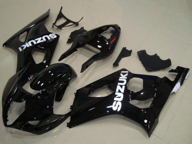 Erschwingliche Suzuki GSXR 1000 Motorrad Verkleidung 2003-2004 - Glanzendes Schwarz Weiss Aufkleber