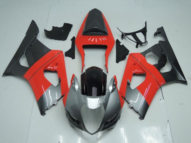 Erschwingliche Suzuki GSXR 1000 Motorrad Verkleidung 2003-2004 - Rot Silber Schwarz