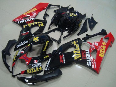 Erschwingliche Suzuki GSXR 1000 Motorrad Verkleidung 2005-2006 - Glanzendes Schwarz Rot Gold Rizla