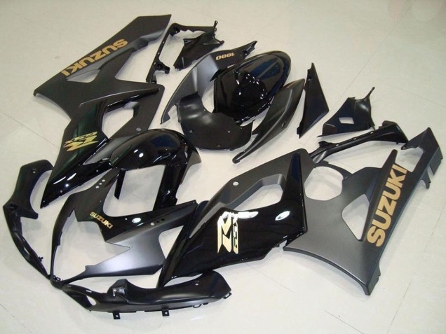Erschwingliche Suzuki GSXR 1000 Motorrad Verkleidung 2005-2006 - Glanzendes Schwarz Matt Schwarz Gold Aufkleber