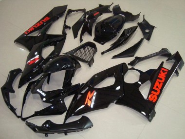 Erschwingliche Suzuki GSXR 1000 Motorrad Verkleidung 2005-2006 - Glanzendes Schwarz Rot Aufkleber