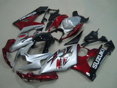 Erschwingliche Suzuki GSXR 1000 Motorrad Verkleidung 2005-2006 - Silber Rot Schwarz