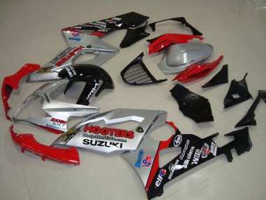 Erschwingliche Suzuki GSXR 1000 Motorrad Verkleidung 2005-2006 - Silber Rot Schwarz Hooters