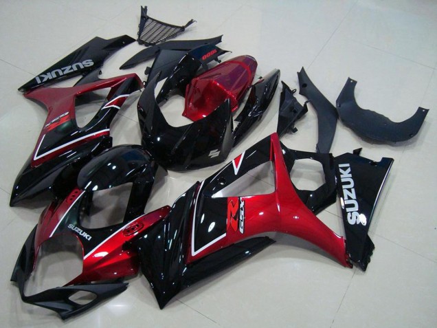Erschwingliche Suzuki GSXR 1000 Motorrad Verkleidung 2007-2008 - Rot Glanzendes Schwarz