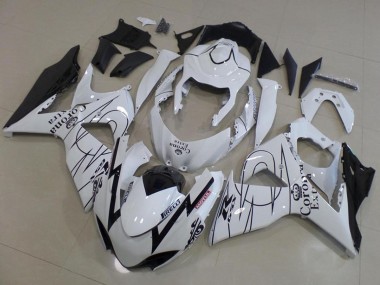 Erschwingliche Suzuki GSXR 1000 Motorrad Verkleidung 2009-2016 - Weiss Schwarz Corona Rennen