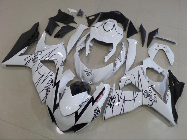Erschwingliche Suzuki GSXR 1000 Motorrad Verkleidung 2009-2016 - Weiss Schwarz Corona Rennen
