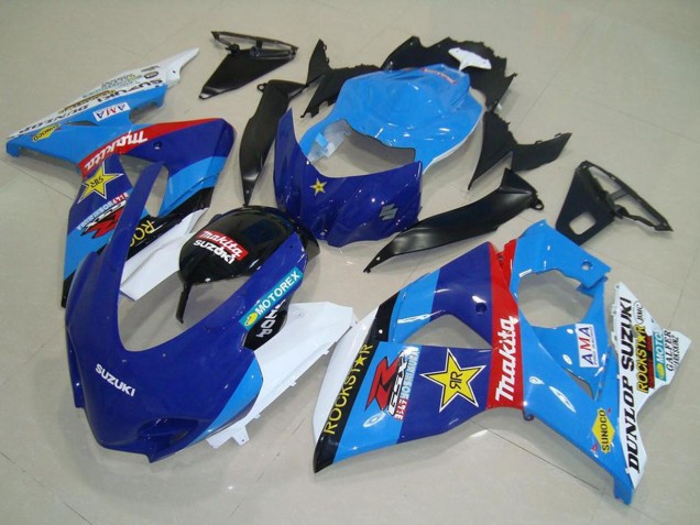 Erschwingliche Suzuki GSXR 1000 Motorrad Verkleidung 2009-2016 - Blau Weiss Rot Schwarz RockStar Rennen