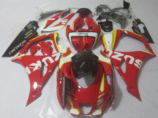Erschwingliche Suzuki GSXR 1000 Motorrad Verkleidung 2017-2024 - Rot Gelb Weiss