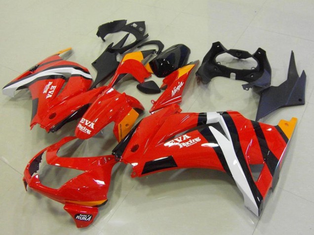 Erschwingliche Kawasaki ZX250R Motorrad Verkleidung 2008-2012 - Rot Orange Weiss Schwarz EVA Rennen