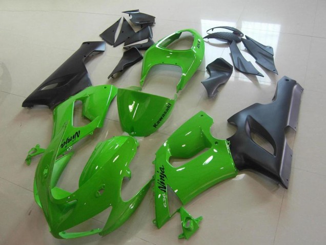 Erschwingliche Kawasaki ZX6R Motorrad Verkleidung 2005-2006 - Grun Matt Schwarz