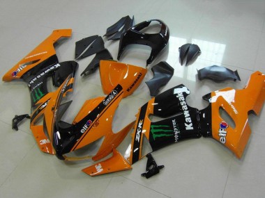 Erschwingliche Kawasaki ZX6R Motorrad Verkleidung 2005-2006 - Orange Schwarz Grun Monster
