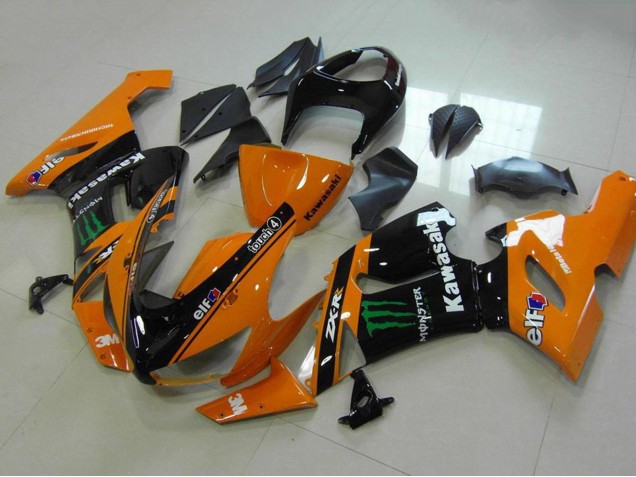 Erschwingliche Kawasaki ZX6R Motorrad Verkleidung 2005-2006 - Orange Schwarz Grun Monster
