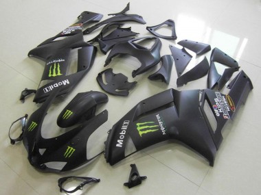 Erschwingliche Kawasaki ZX6R Motorrad Verkleidung 2007-2008 - Matt Schwarz Monster