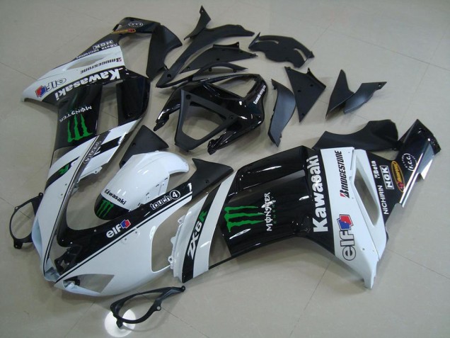 Erschwingliche Kawasaki ZX6R Motorrad Verkleidung 2007-2008 - Weiss Monster