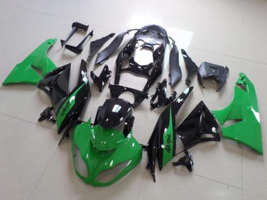 Erschwingliche Kawasaki ZX6R Motorrad Verkleidung 2009-2012 - Grun Glanzendes Schwarz