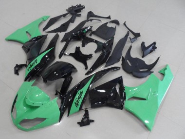 Erschwingliche Kawasaki ZX6R Motorrad Verkleidung 2009-2012 - Hellgrun Glanzendes Schwarz