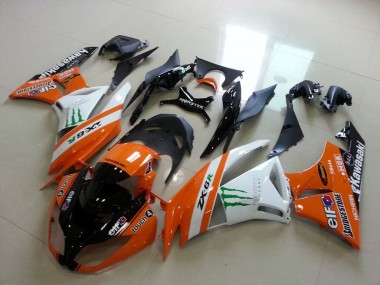 Erschwingliche Kawasaki ZX6R Motorrad Verkleidung 2009-2012 - Orange Weiss Glanzendes Schwarz Grun Elf Bridgestone Monster