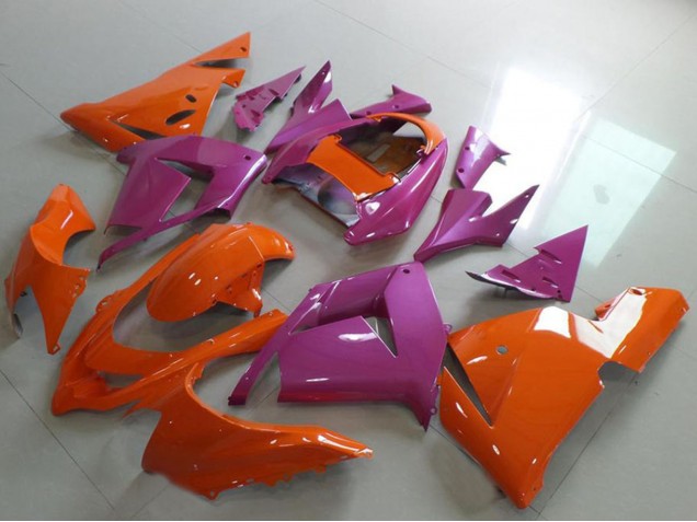 Erschwingliche Kawasaki ZX10R Motorrad Verkleidung 2004-2005 - Orange und Rosa