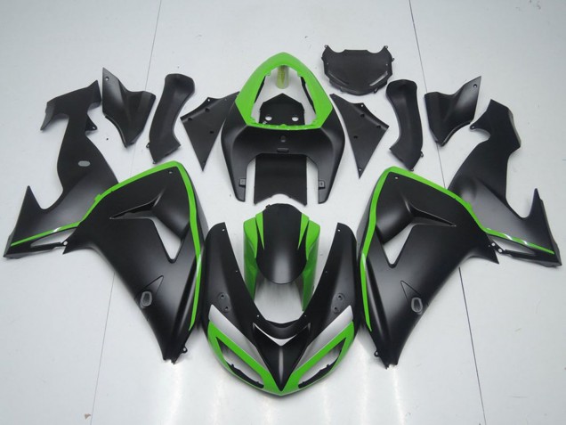 Erschwingliche Kawasaki ZX10R Motorrad Verkleidung 2006-2007 - Grun Matt Schwarz