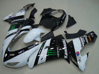 Erschwingliche Kawasaki ZX10R Motorrad Verkleidung 2006-2007 - Weiss Glanzendes Schwarz Grun Elf Monster