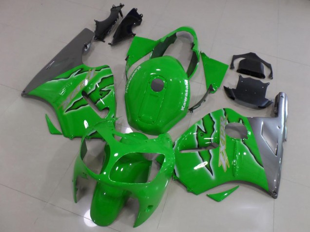 Erschwingliche Kawasaki ZX12R Motorrad Verkleidung 2000-2001 - Grun Silber