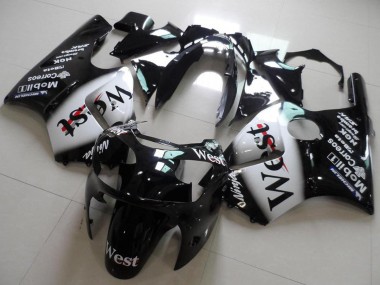Erschwingliche Kawasaki ZX12R Motorrad Verkleidung 2000-2001 - Glanzendes Schwarz Weiss West