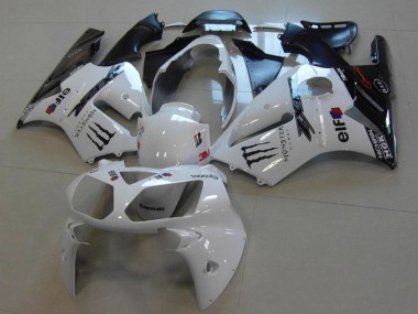Erschwingliche Kawasaki ZX12R Motorrad Verkleidung 2002-2006 - Weiss Glanzendes Schwarz Monster