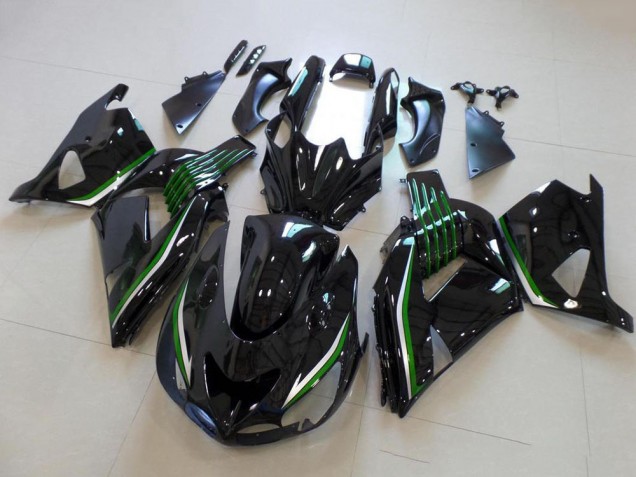 Erschwingliche Kawasaki ZX14R ZZR1400 Motorrad Verkleidung 2006-2011 - Glanzendes Schwarz Grun Linie