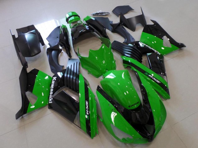 Erschwingliche Kawasaki ZX14R ZZR1400 Motorrad Verkleidung 2006-2011 - Grun Glanzendes Schwarz