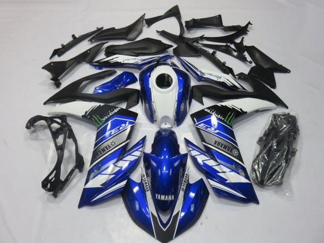 Erschwingliche Yamaha YZF R3 Motorrad Verkleidung 2015-2018 - Blau Weiss Schwarz Grun Monster