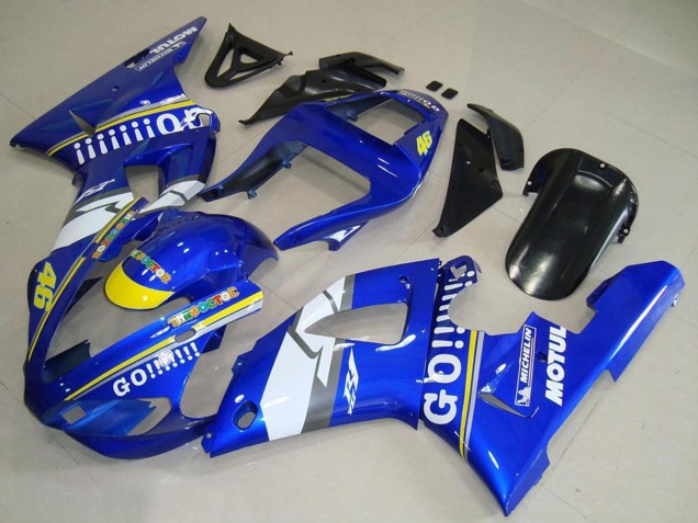Erschwingliche Yamaha YZF R1 Motorrad Verkleidung 2000-2001 - Blau Weiss Gelb Motul 46