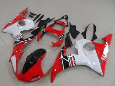 Erschwingliche Yamaha YZF R6 Motorrad Verkleidung Kit 2003-2004 - Weiss Rot Glanzendes Schwarz