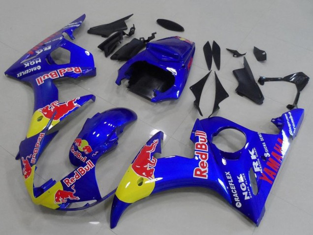 Erschwingliche Yamaha YZF R6 Motorrad Verkleidung 2003-2004 - Blau Gelb Red Bull