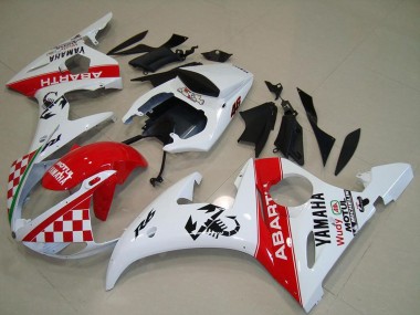 Erschwingliche Yamaha YZF R6 Motorrad Verkleidung 2003-2004 - Weiss Rot Abarth Motul