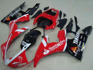 Erschwingliche Yamaha YZF R6 Motorrad Verkleidung 2003-2004 - Rot Weiss Glanzendes Schwarz Santunder Motul