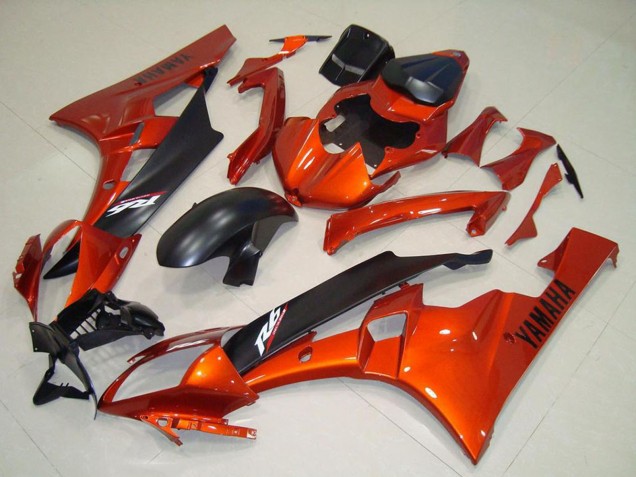 Erschwingliche Yamaha YZF R6 Motorrad Verkleidung 2006-2007 - Orange Matt Schwarz