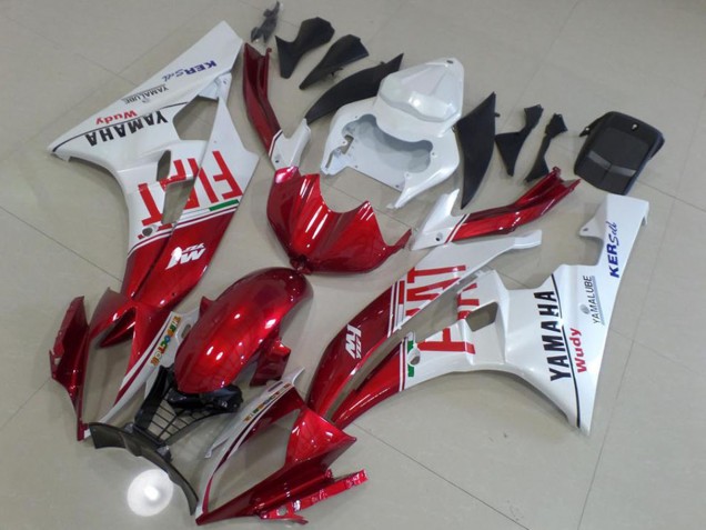 Erschwingliche Yamaha YZF R6 Motorrad Verkleidung 2006-2007 - Weiss Rot Fiat Yamalube