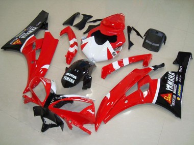 Erschwingliche Yamaha YZF R6 Motorrad Verkleidung 2006-2007 - Rot Weiss Glanzendes Schwarz Motul