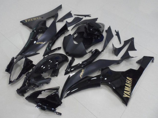 Erschwingliche Yamaha YZF R6 Motorrad Verkleidung 2008-2016 - Glanzendes Schwarz Matt Schwarz Gold Aufkleber
