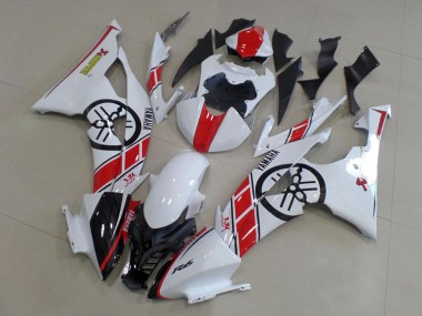 Erschwingliche Yamaha YZF R6 Motorrad Verkleidungen Kit 2008-2016 - Weiss Rot Glanzendes Schwarz
