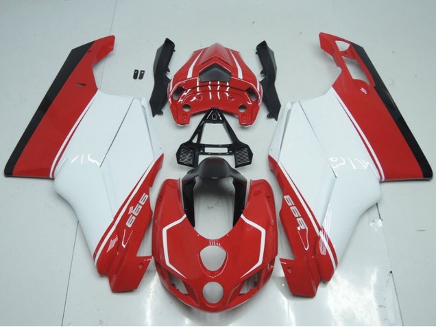 Erschwingliche Ducati 999 Motorrad Verkleidung 2005-2006 - Weiss Rot Glanzendes Schwarz