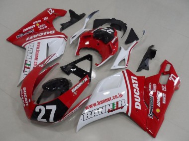 Erschwingliche Ducati 1098 Motorrad Verkleidung 2007-2014 - Weiss Rot Glanzendes Schwarz Banner 27