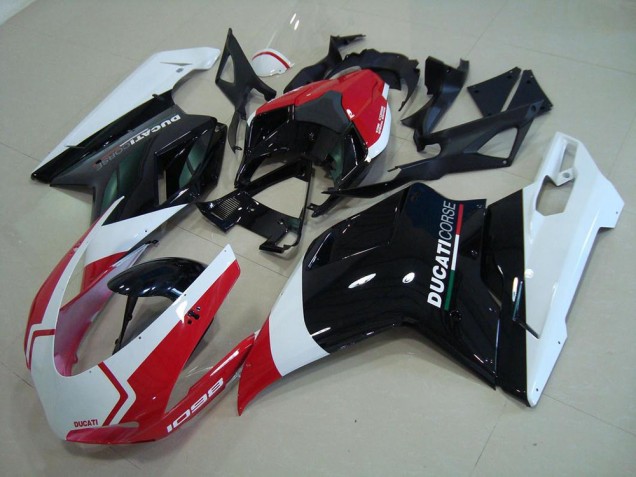 Erschwingliche Ducati 1098 Motorrad Verkleidung 2007-2014 - Weiss Rot Glanzendes Schwarz Corse