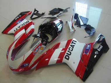 Erschwingliche Ducati 848 1098 1198 Motorrad Verkleidung 2007-2014 - Weiss Rot Schwarz Generali Tim