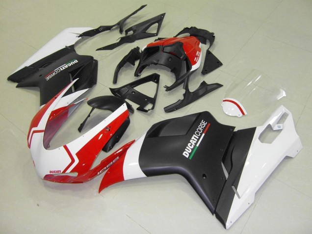 Erschwingliche Ducati 1098 Motorrad Verkleidung 2007-2014 - Weiss Rot Matt Schwarz Corse