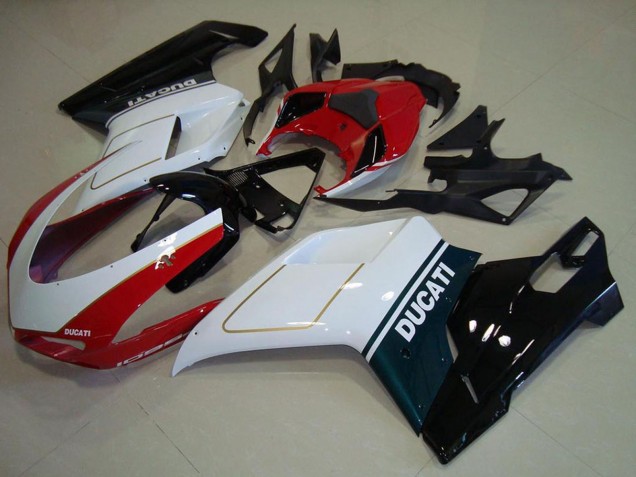 Erschwingliche Ducati 1098 Motorrad Verkleidung 2007-2014 - Weiss Rot Glanzendes Schwarz