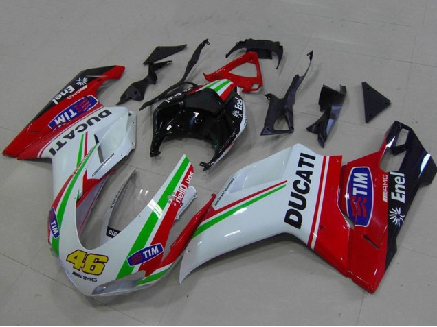 Erschwingliche Ducati 848 1098 1198 Motorrad Verkleidung 2007-2014 - Weiss Rot Grun Glanzendes Schwarz Gelb 46